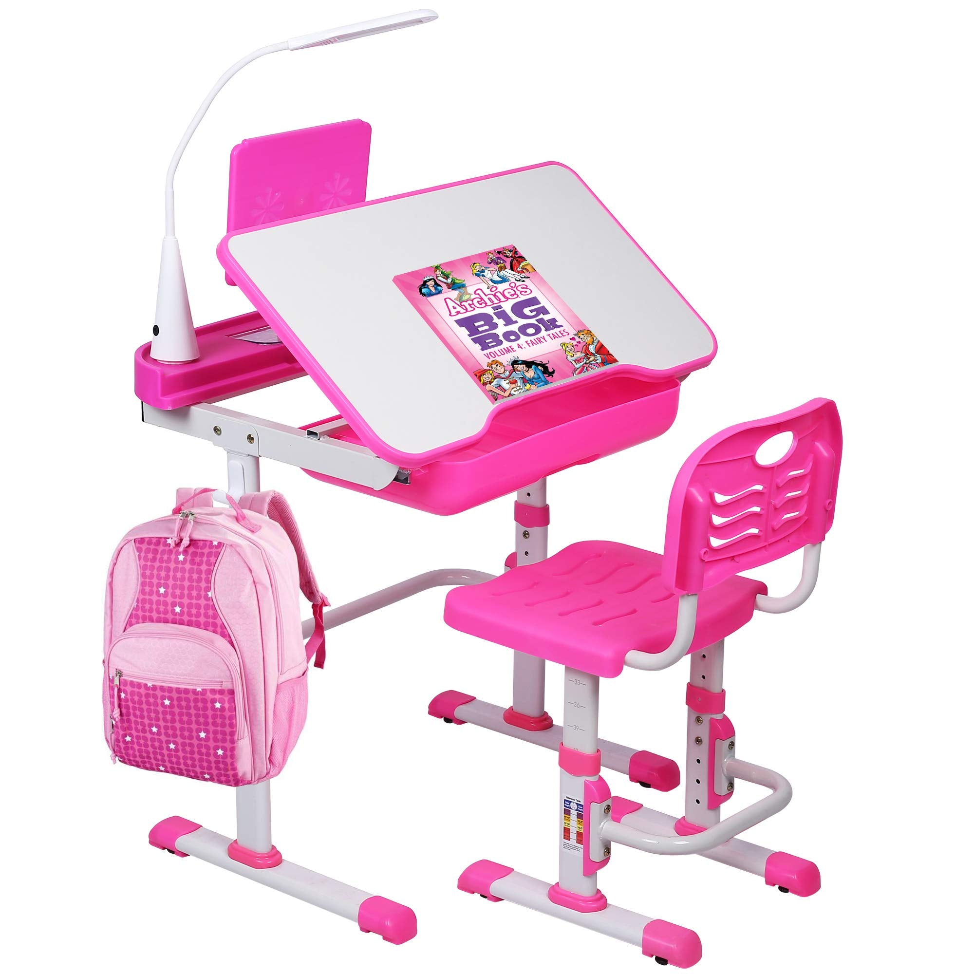 Kids Desk and Chair Set, Height Adjustable Child's School