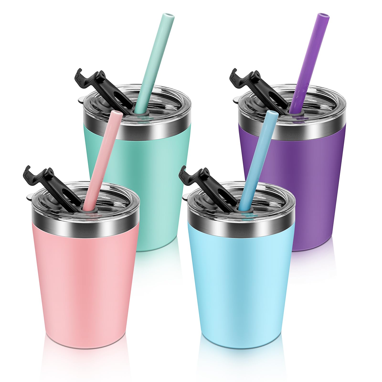 Toddler Straw Cups, 8oz Stainless Steel Insulated Tumblers with Lids and Straws