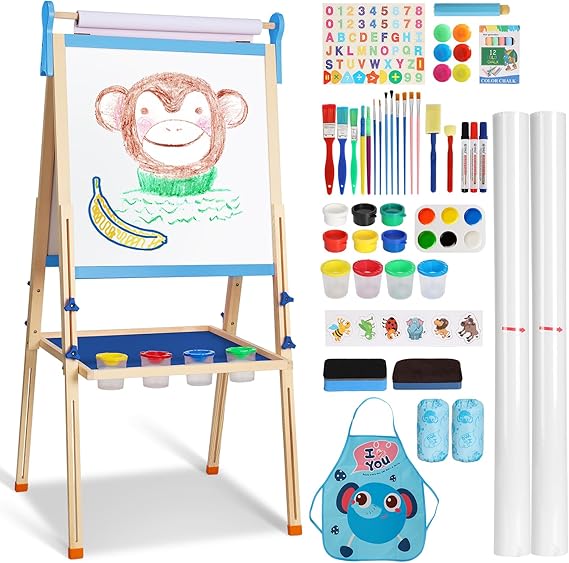 Kids Easel Wooden Children Art Easel Paper Roll