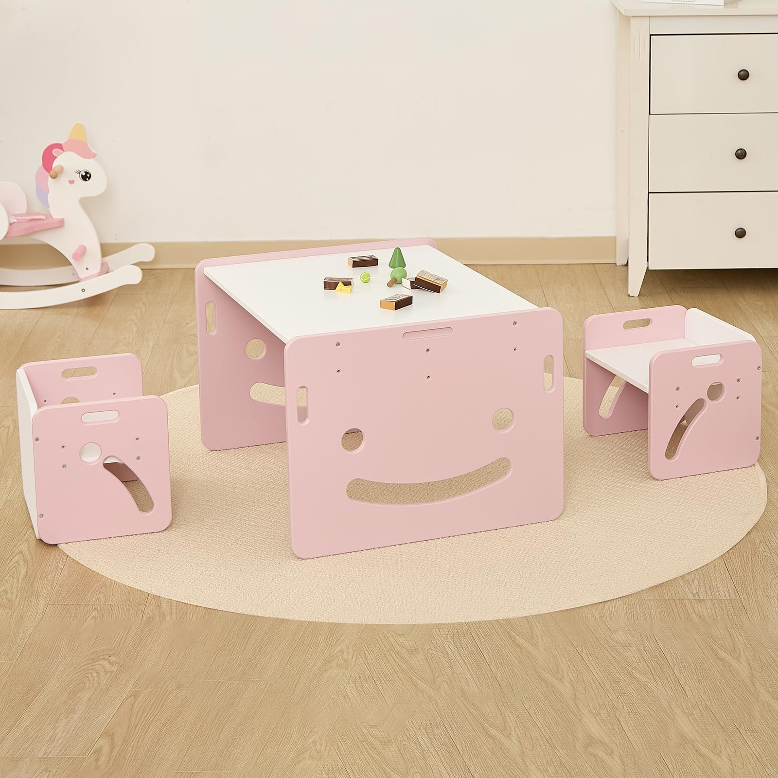 Montessori Toddler Table and Chair Set Pink
