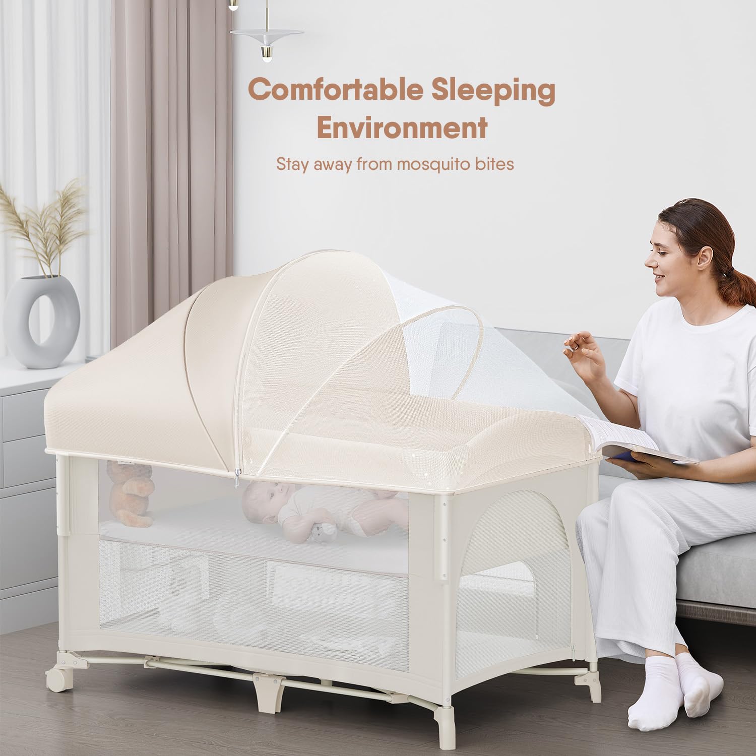 4-in-1 Convertible Baby Bassinet with Changing Table and Play Yard