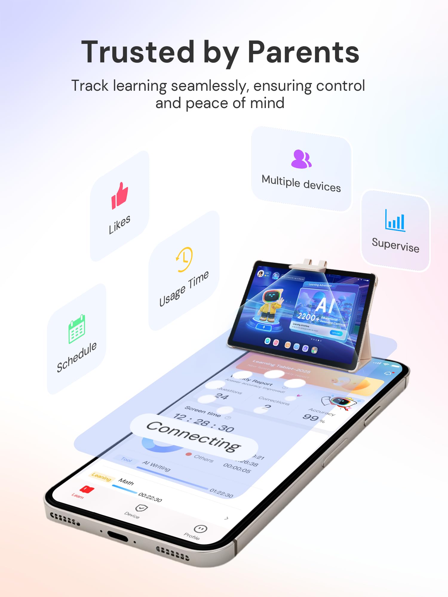 AI Educational Learning Tablet with Keyboard for Kids