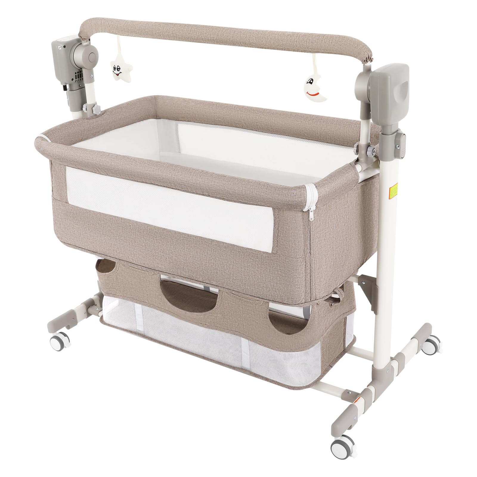 Automatic Baby Bassinet, Smart Baby Bassinet Bedside Sleeper with 4 Wheels