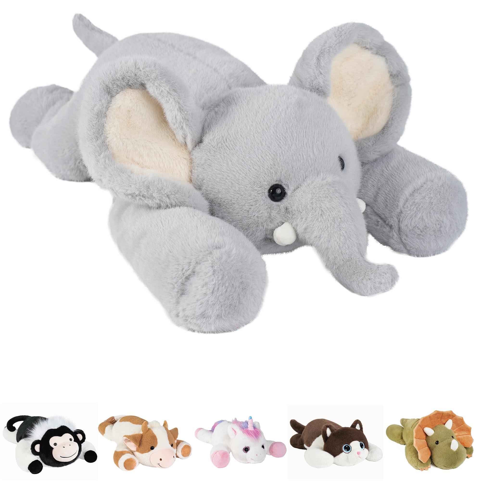 Weighted Stuffed Animals Elephant - 25" Big Stuffed Animal Toy Pillow for Kids & Adults