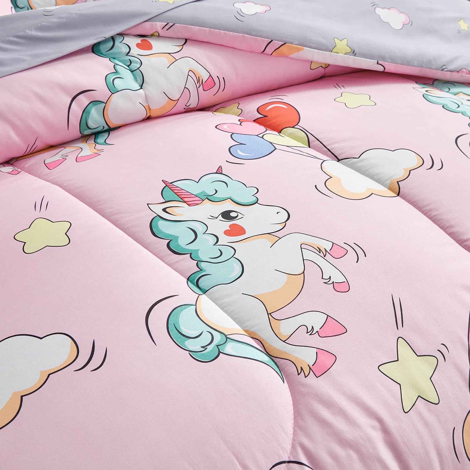 BEDDING Kids Girls Bed in a Bag 7 Pieces Queen Size Unicorn