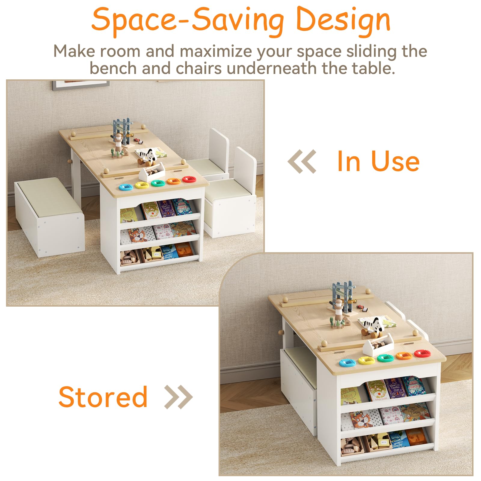 3-in-1 Kids Art Table and Chair Set with Storage