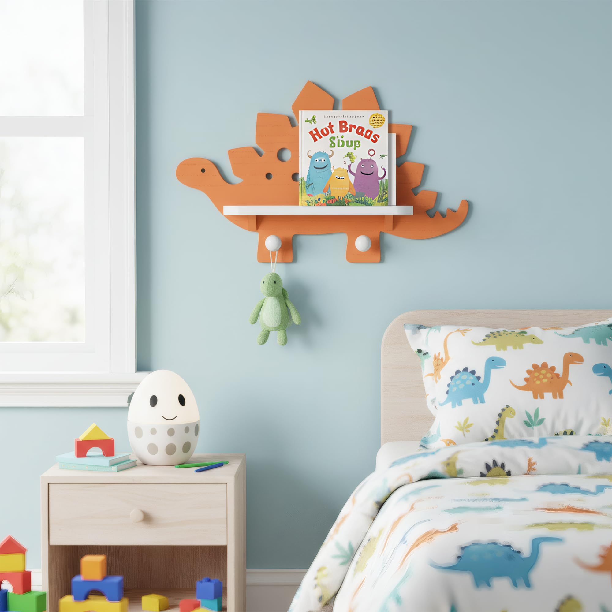 Dinosaur Wooden Wall Shelf for Kids Room