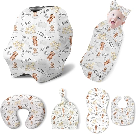 Baby Nursing Swaddling Set: Personalized Custom Name Swaddle