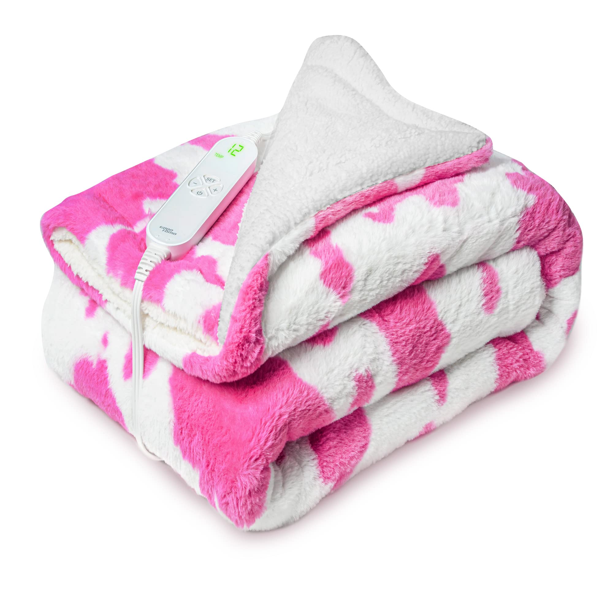 Oversized Reversible Fleece Throw Blanket 70 x 50 Inch Cable Knit Faux Fur