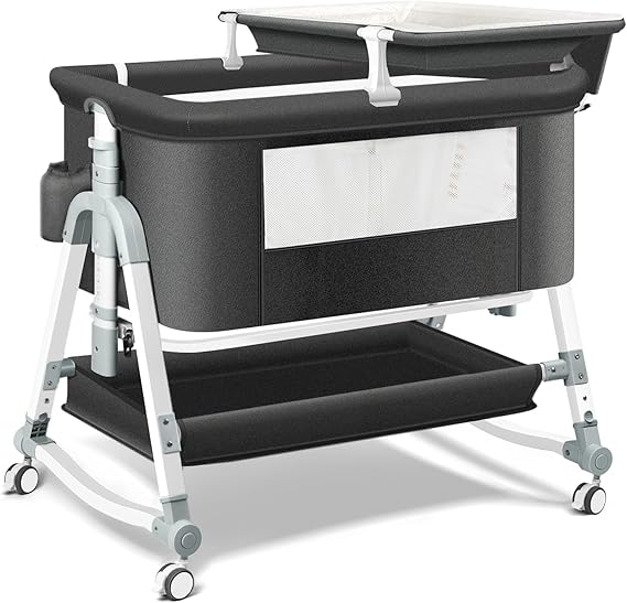 4 in 1 Bedside Bassinet for Baby, Portable Bassinets with Wheels