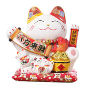 Cat Waving Arm Statue,Chinese Ceramic Fortune Cat,Japanese