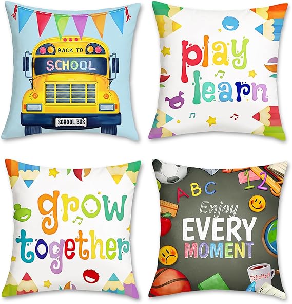 Kids Throw Pillow Covers 18 x 18 Inch Rainbow Sun Inspirational