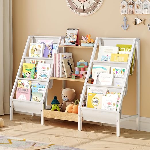 Kids Bookshelf and Toy Organizer, 3-Tier Bookshelf for Kids