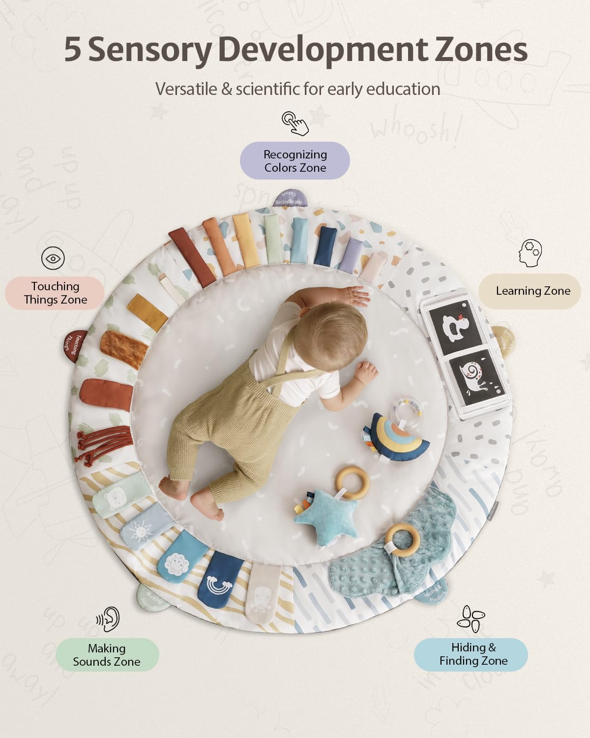 Wooden Baby Play Gym Activity Mat with Developmental Toys