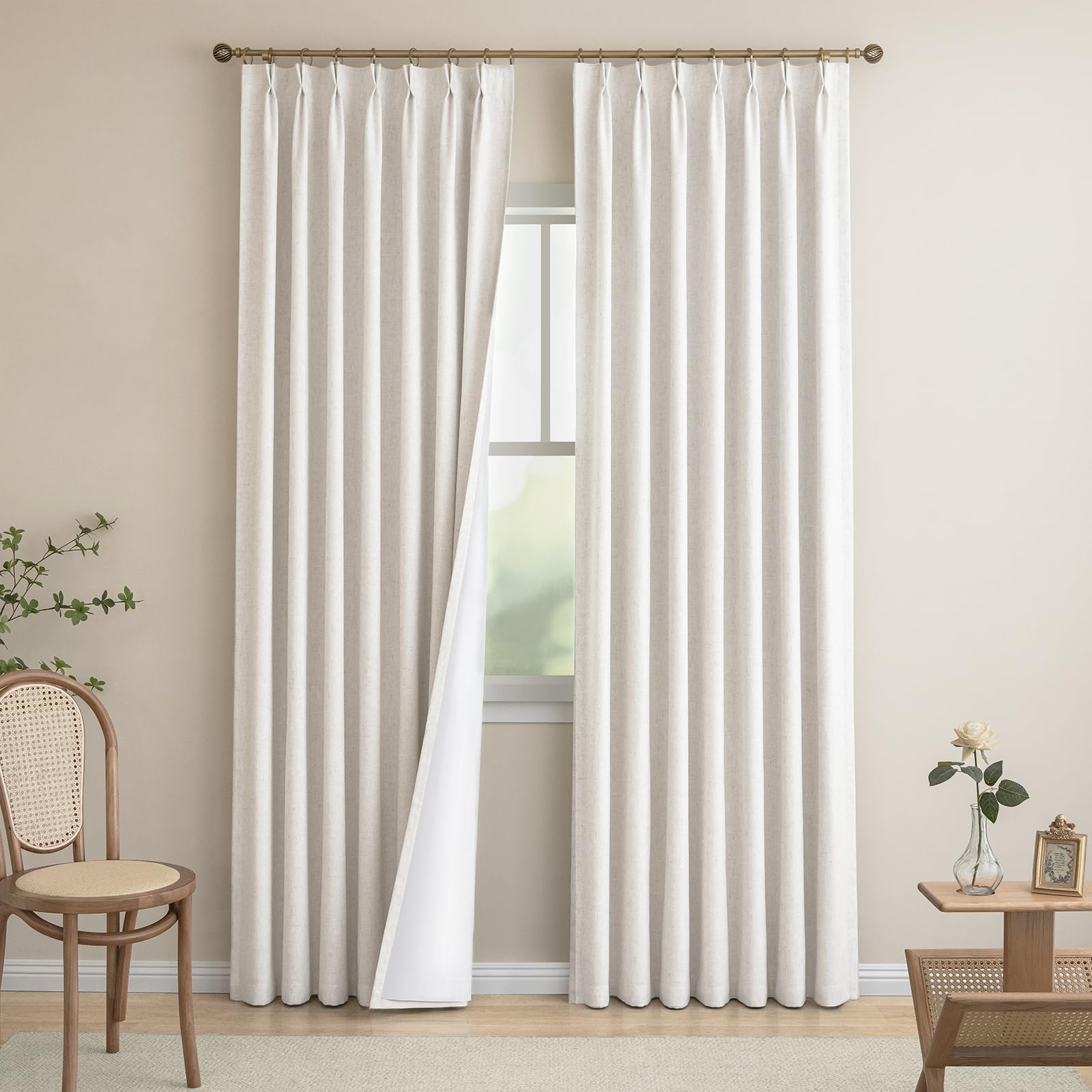 GIRLS Pinch Pleated Blackout Curtains 108 Inches Long Bedroom