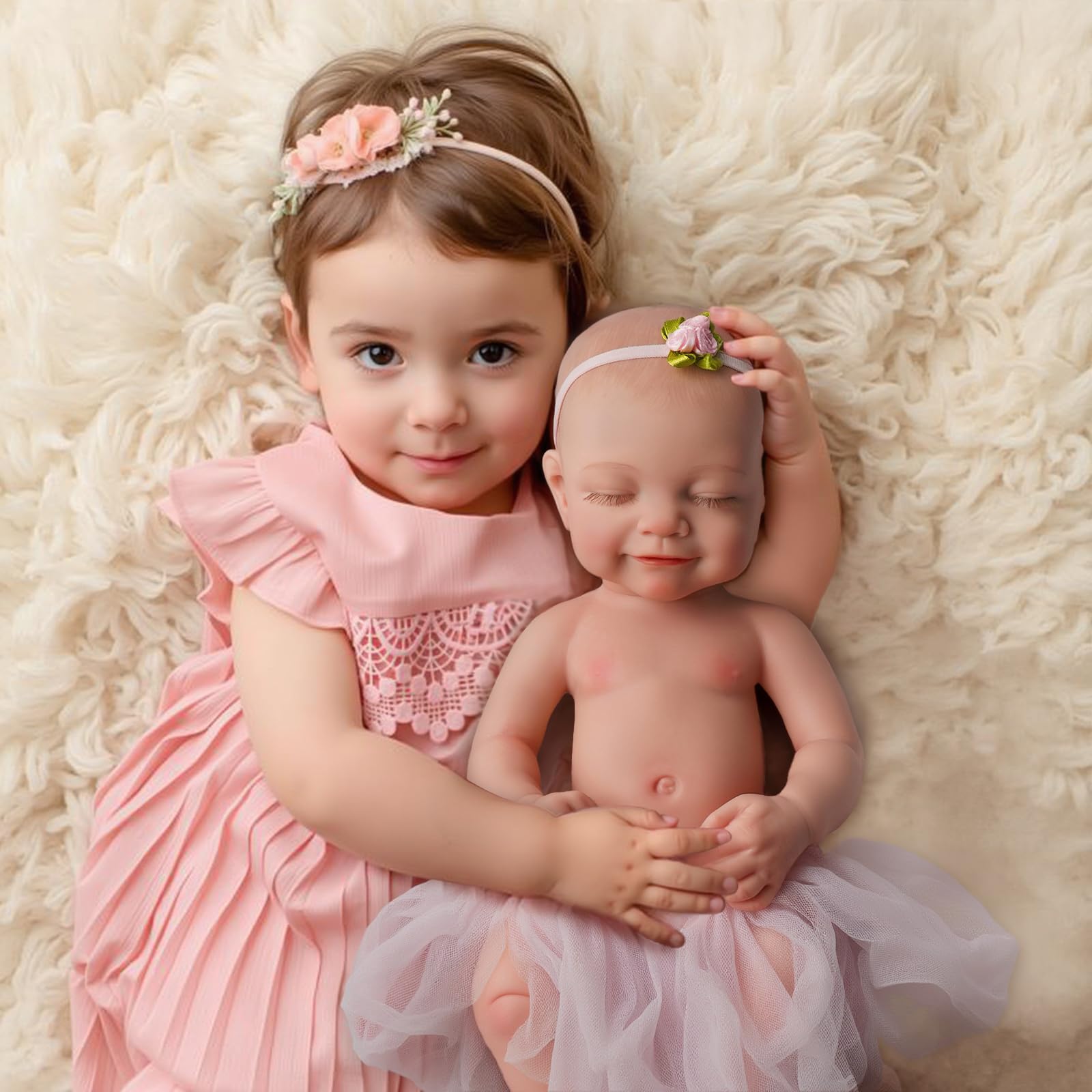Lifelike Reborn Baby Dolls 16'' (Weight 4 lb) Full Platinum Silicone Reborn Baby