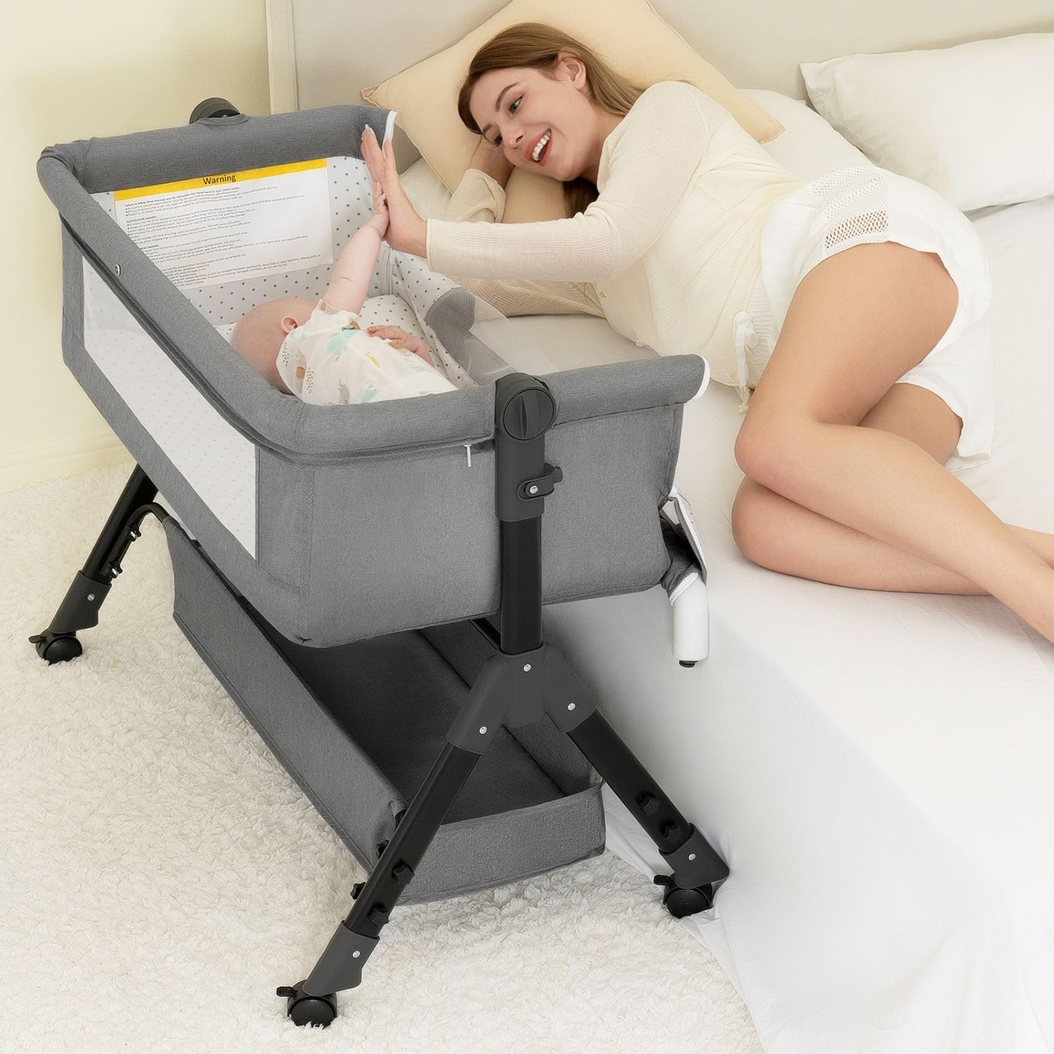 Bassinet Bedside Sleeper, Bedside Crib for Baby, Adjustable Baby
