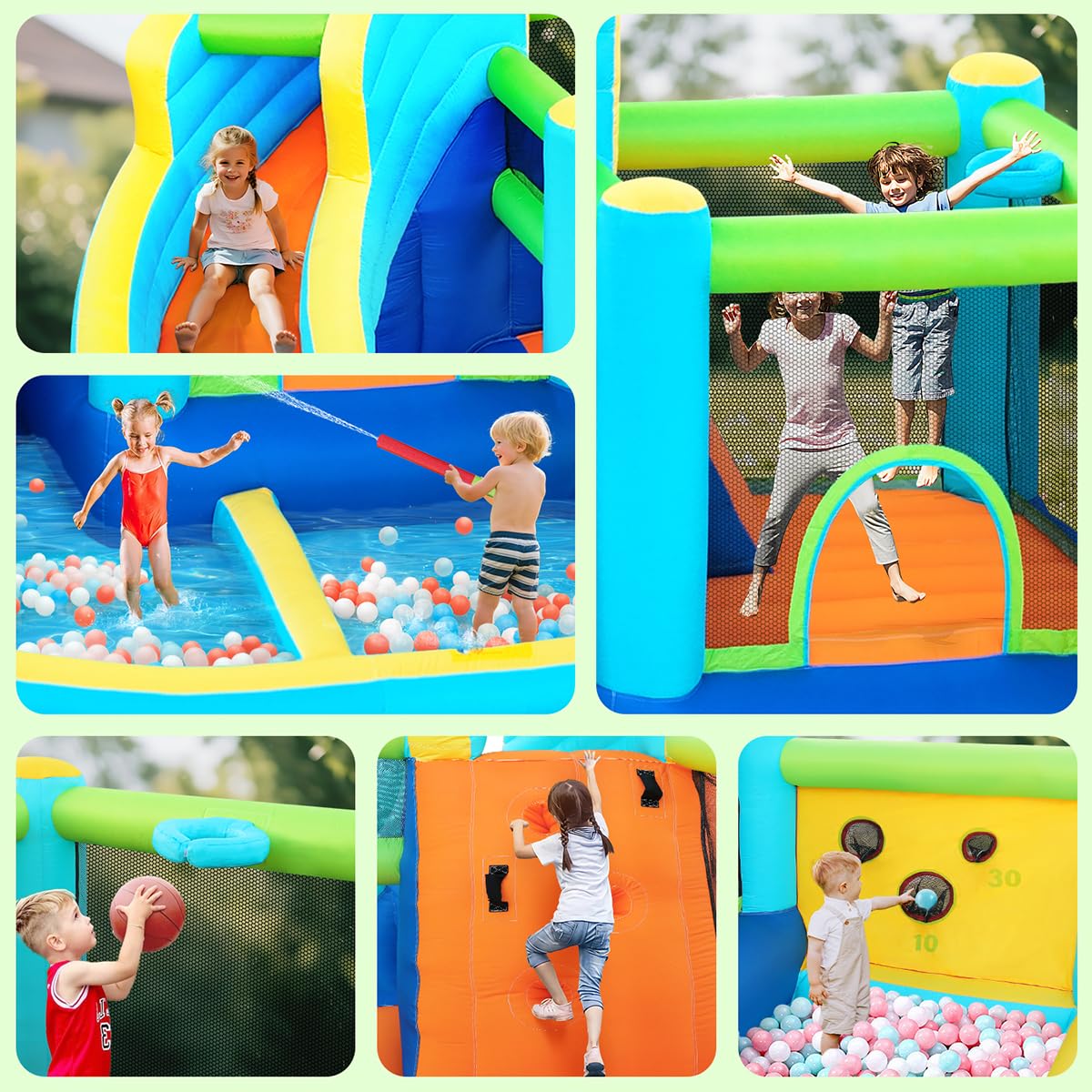 Large Inflatable Bounce House with Water Slide and Climbing Wall