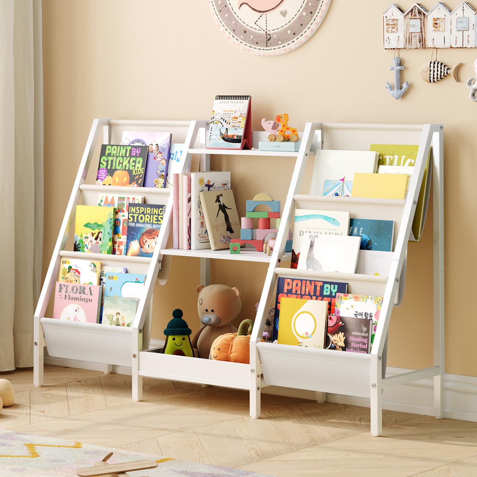 Kids Bookshelf and Toy Organizer, 3-Tier Bookshelf for Kids