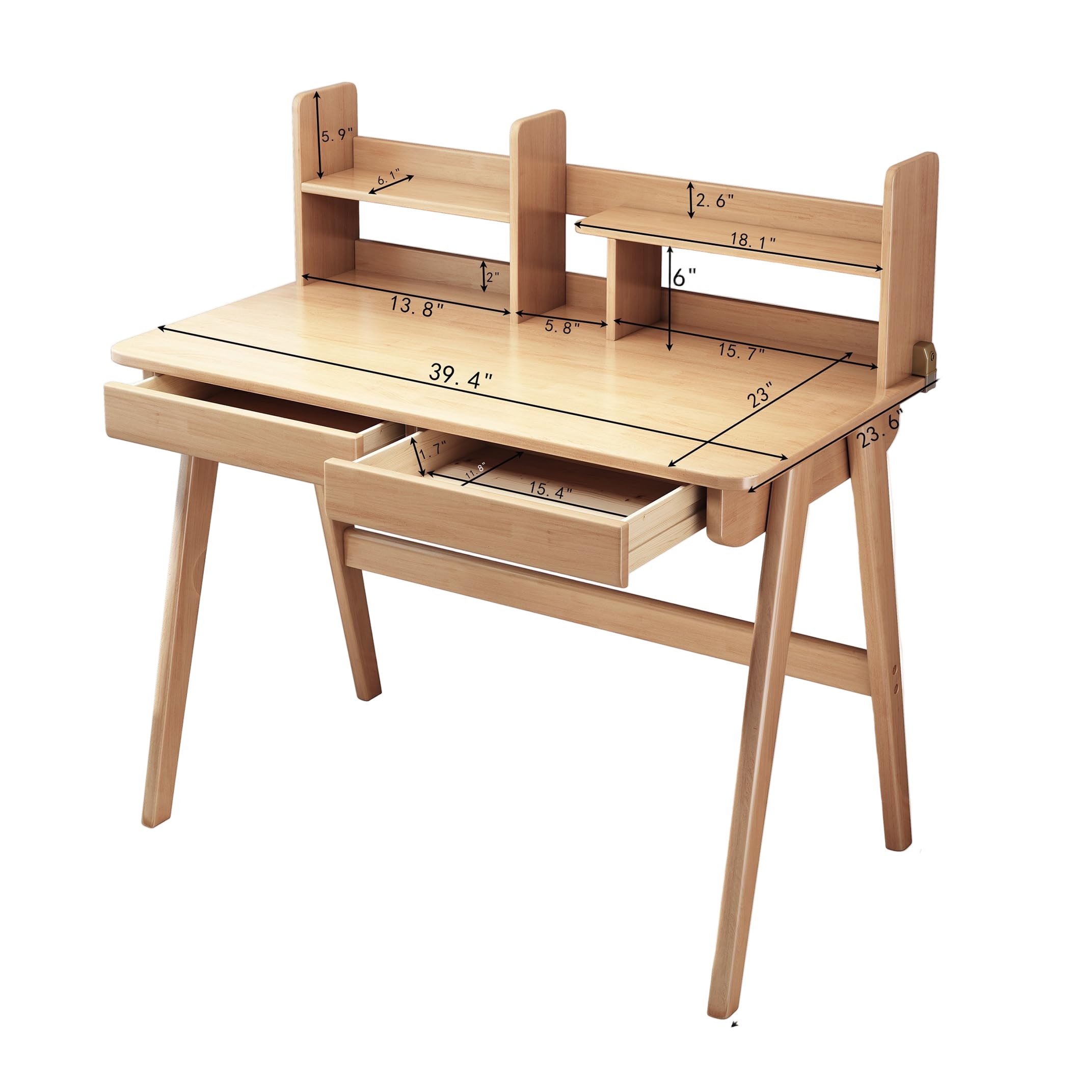 Kids Desk＆Table Rubber Wood Children’s Study Desk with Bookshelf