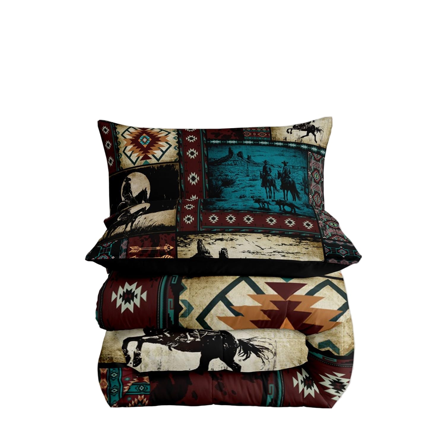 10 Pcs Cowboy Comforter Set King Size & Bed in a Bag King Size