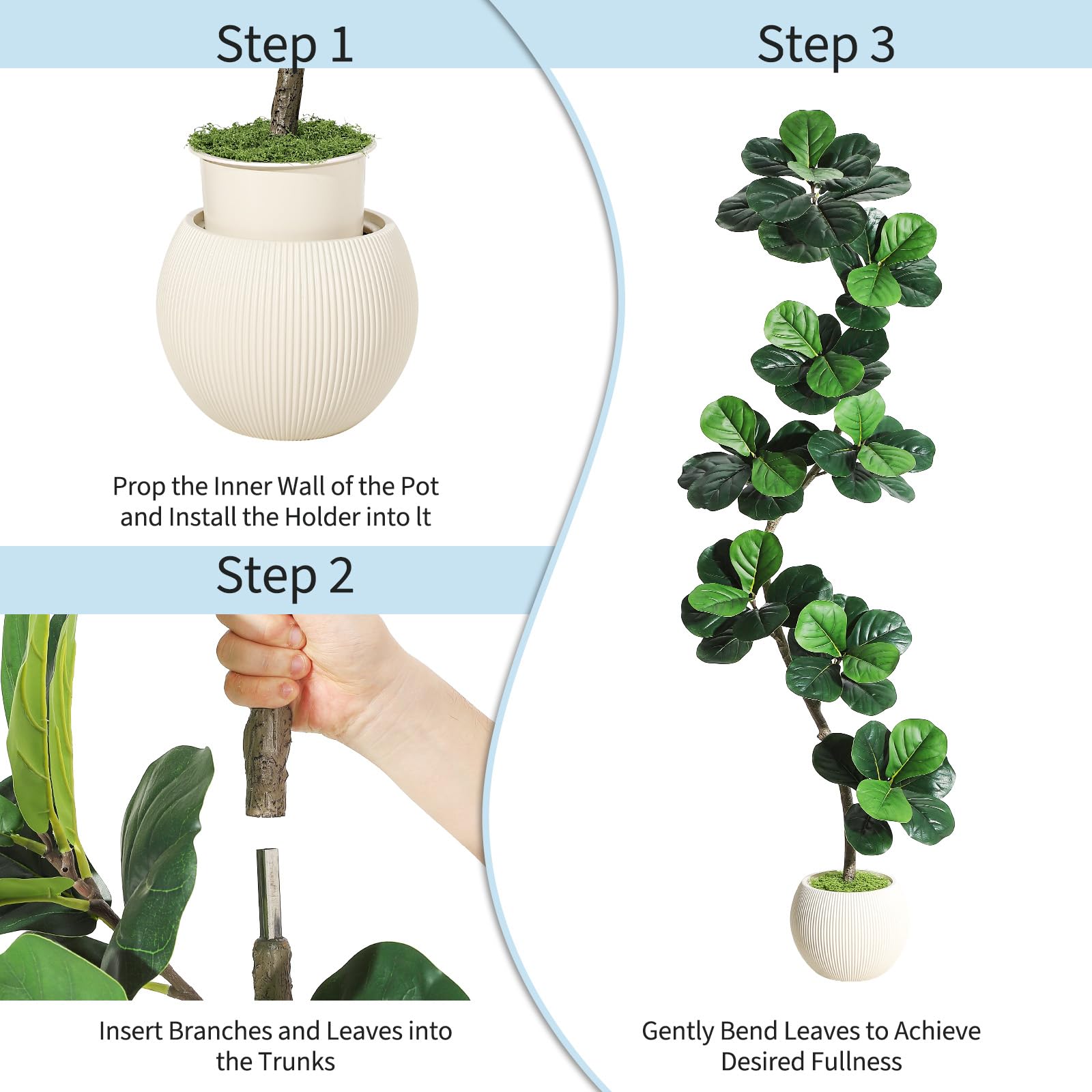 7ft Artificial Fiddle Leaf Fig Tree with White Planter