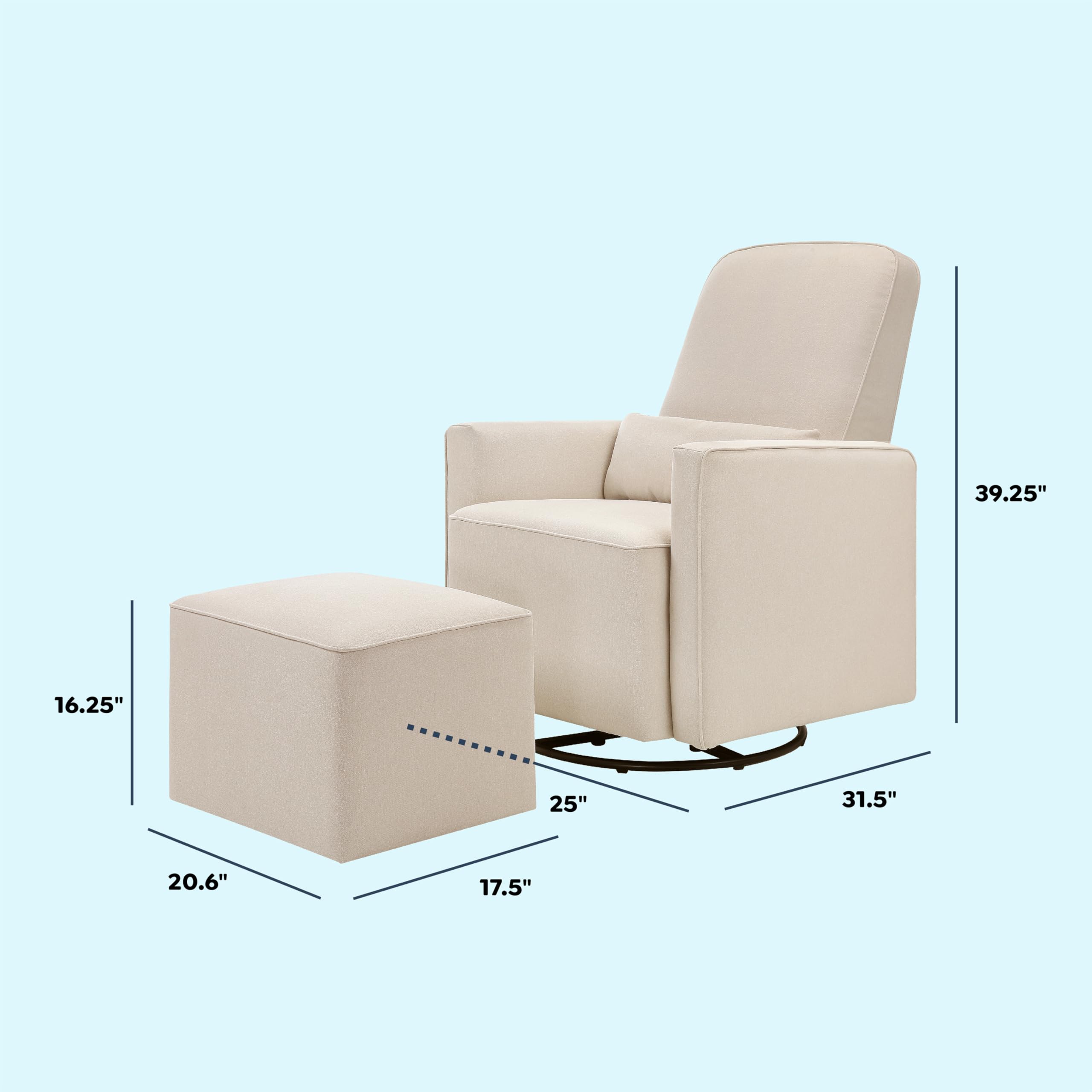 Swivel Glider Chair with Storage Ottoman for Nursery