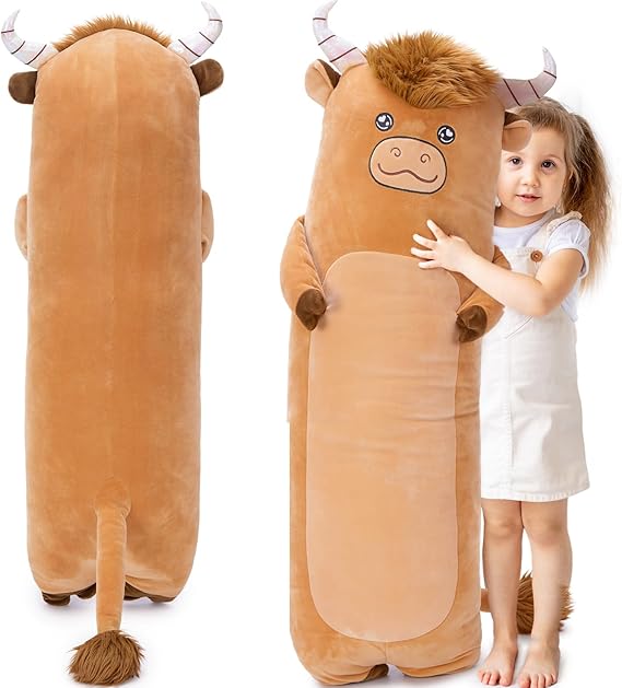41 inch Large Highland Cow Stuffed Animal, Giant Hyland Cow Plush Scottish