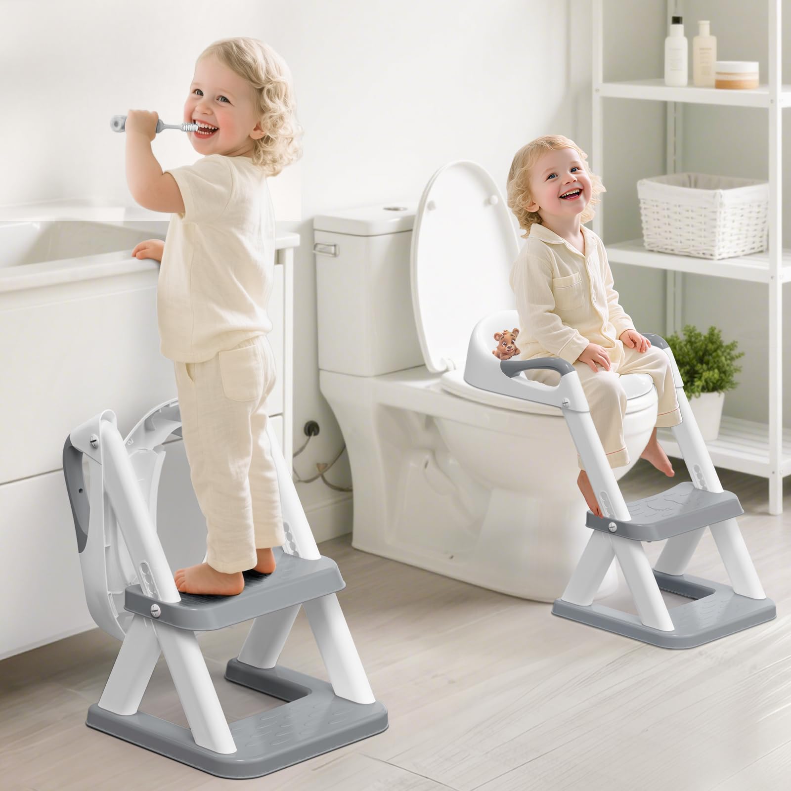 8868 Potty Training Seat with Step Stool - Adjustable Height, Non-Slip