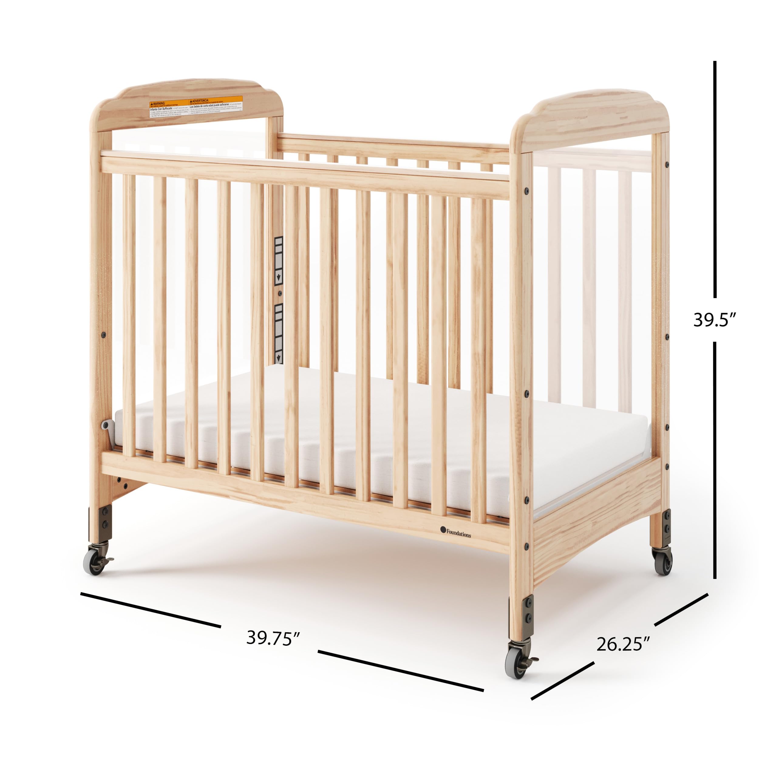 Compact Clearview Daycare Crib with Foam Mattress