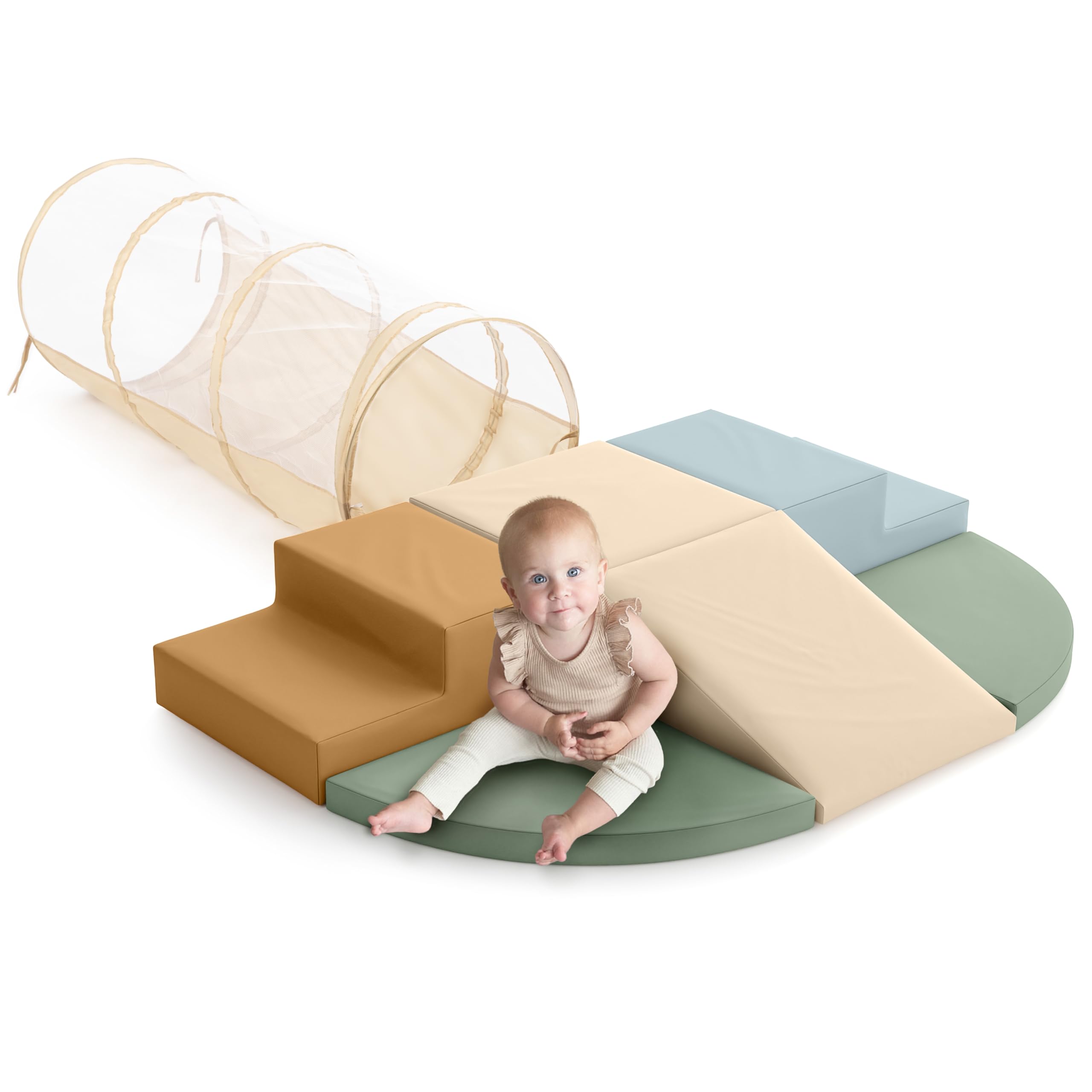 Fun Climbing Toy Set for Toddlers Aged 1-3 - Incl. Crawl Through Tunnel & PU