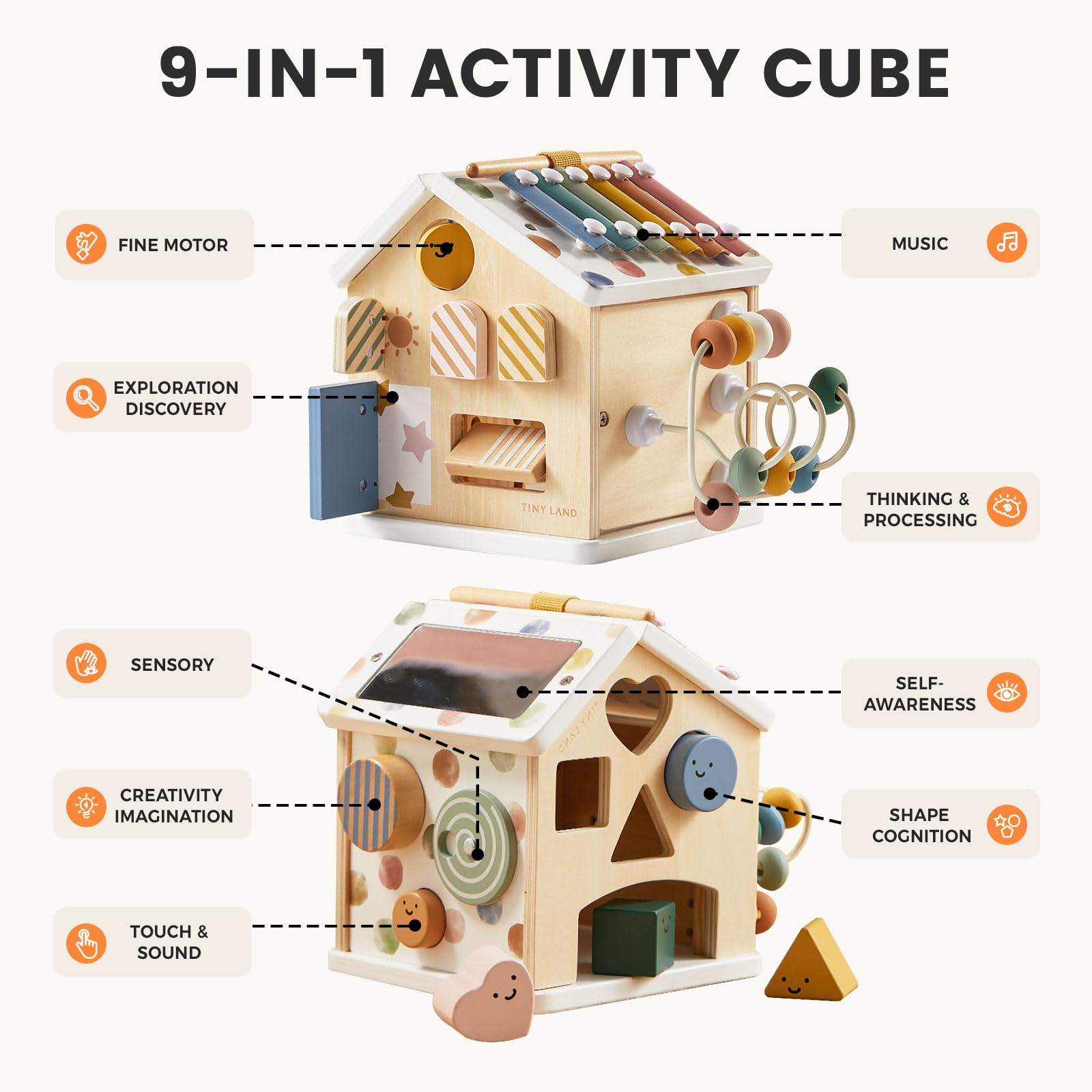9-in-1 Wooden Activity Cube for Toddlers