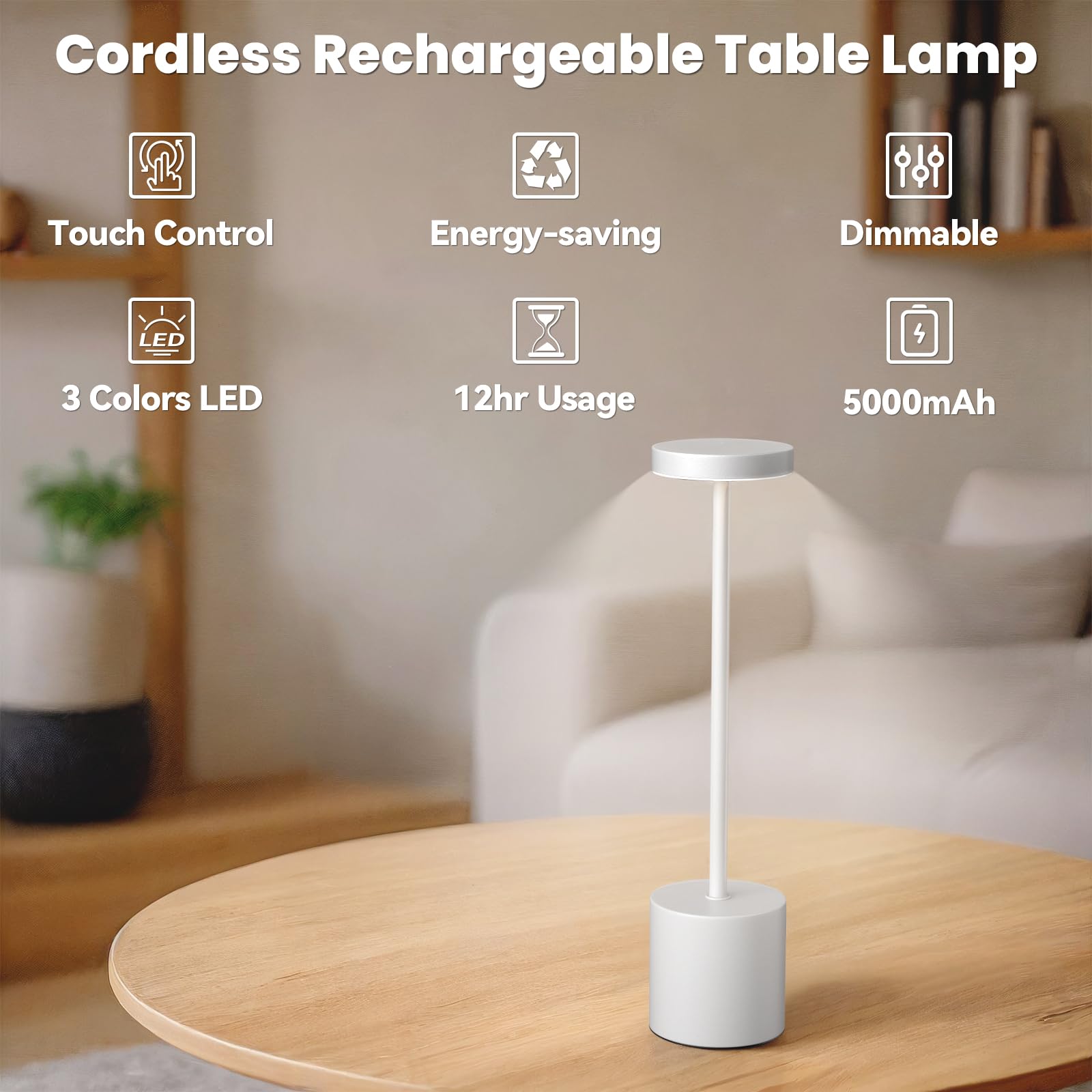 Rechargeable LED Cordless Table Lamp Set of 2