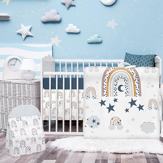 4 Pieces Baby Crib Bedding Set, Nursery Bedding Standard Size Soft Baby Bedding