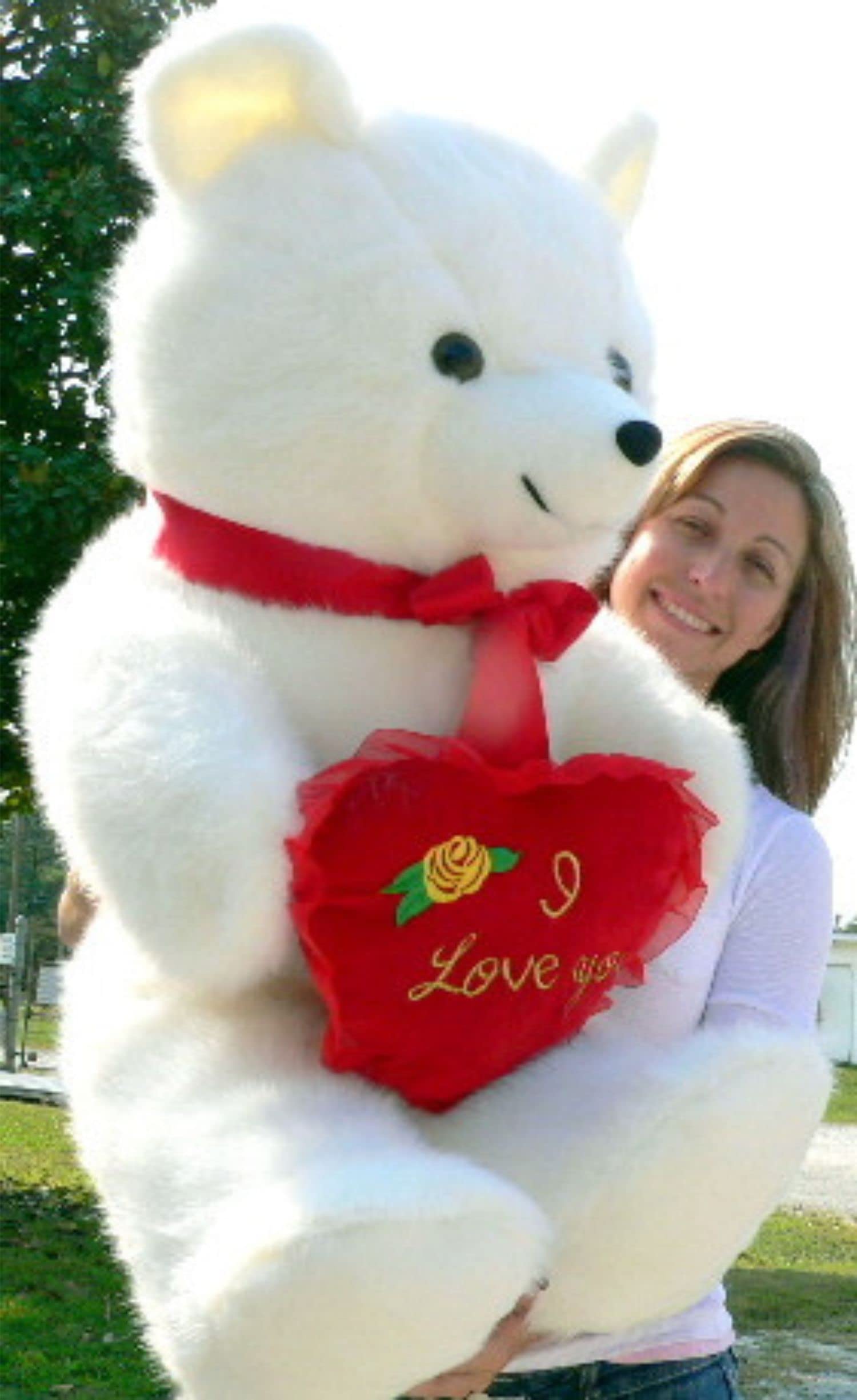 Giant Teddy Bear Holding I Love You Heart Pillow Soft 42 Inches Made in The USA