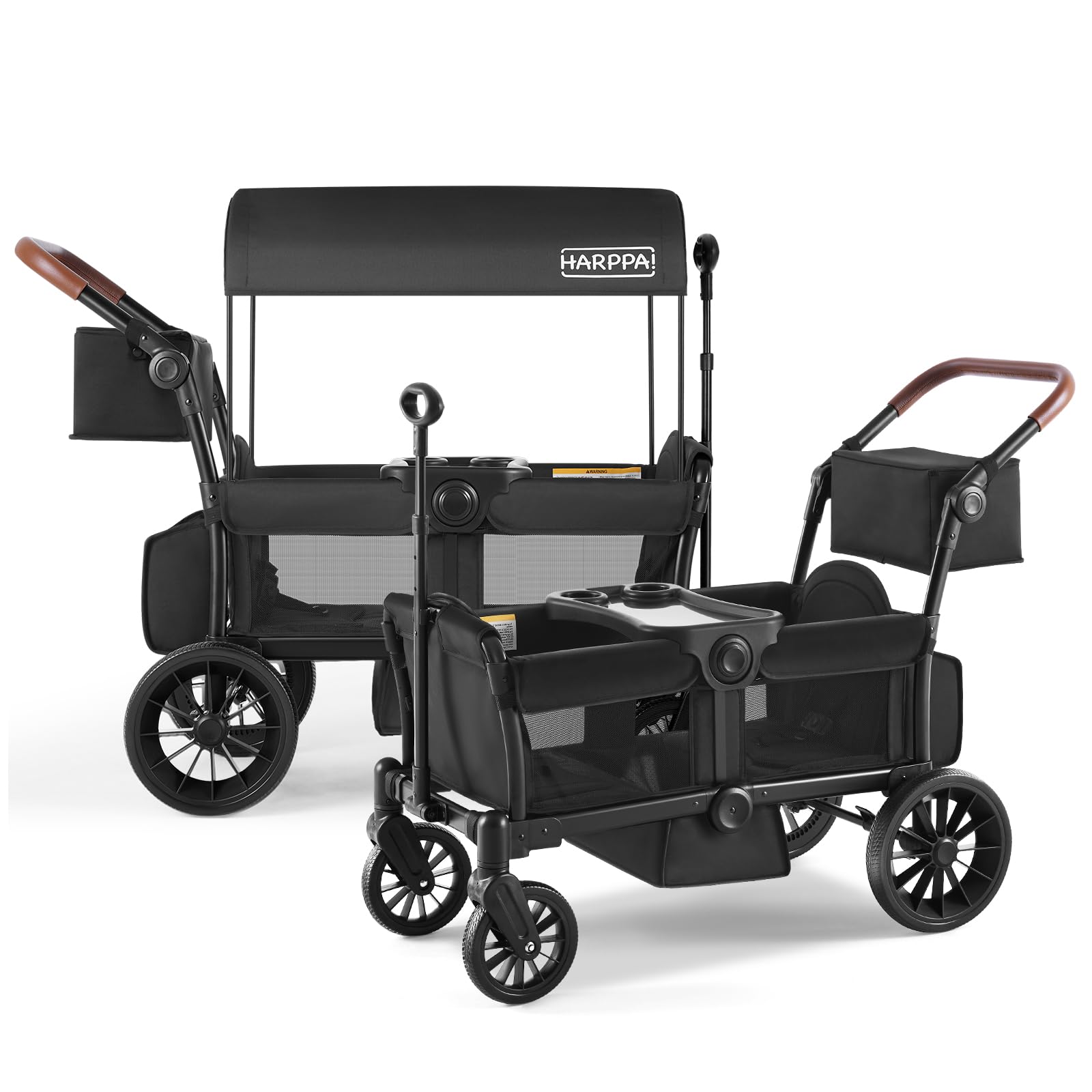 Wagon Stroller for 2 Kids, Folding Push-Pull Design with Adjustable Handle Bar