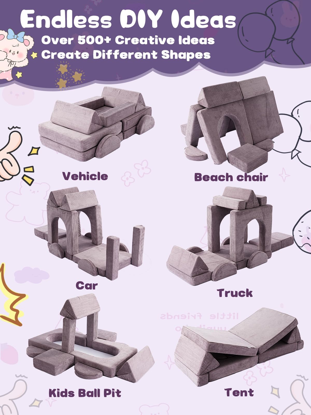 14-Piece Modular Kids Play Couch