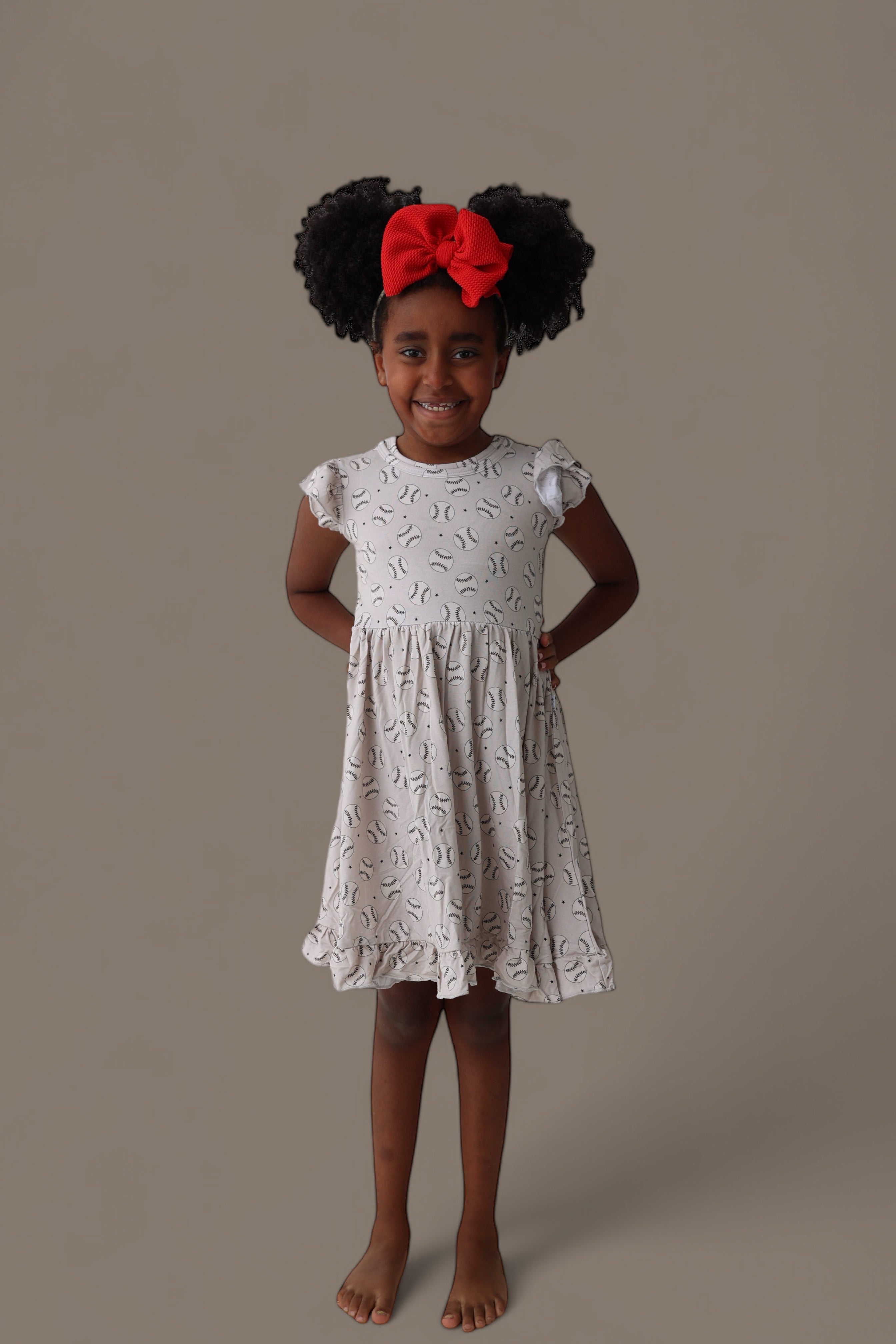 EXCLUSIVE SWING FOR THE STARS DREAM CAP SLEEVE RUFFLE DRESS