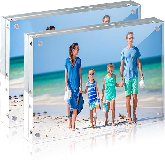 5 Pack 5 x 7 Acrylic Picture Frames, Double Sided Magnetic Photo Frames Self Standing