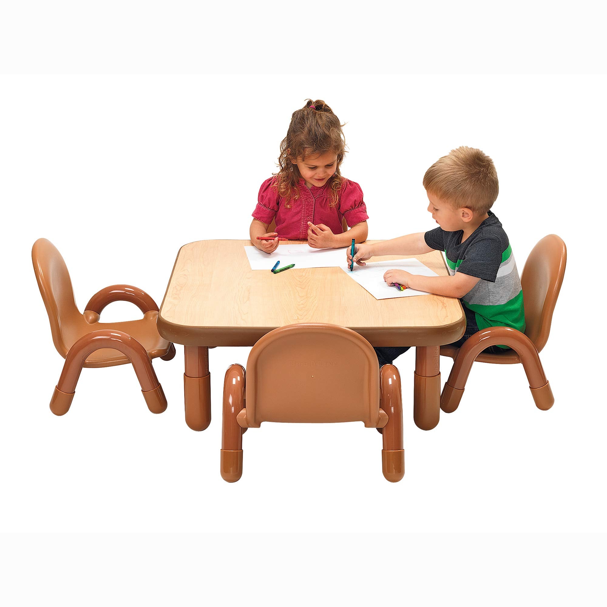 Baseline Toddler Square Table and Chairs Set, Natural Wood – Includes One 30”, 12