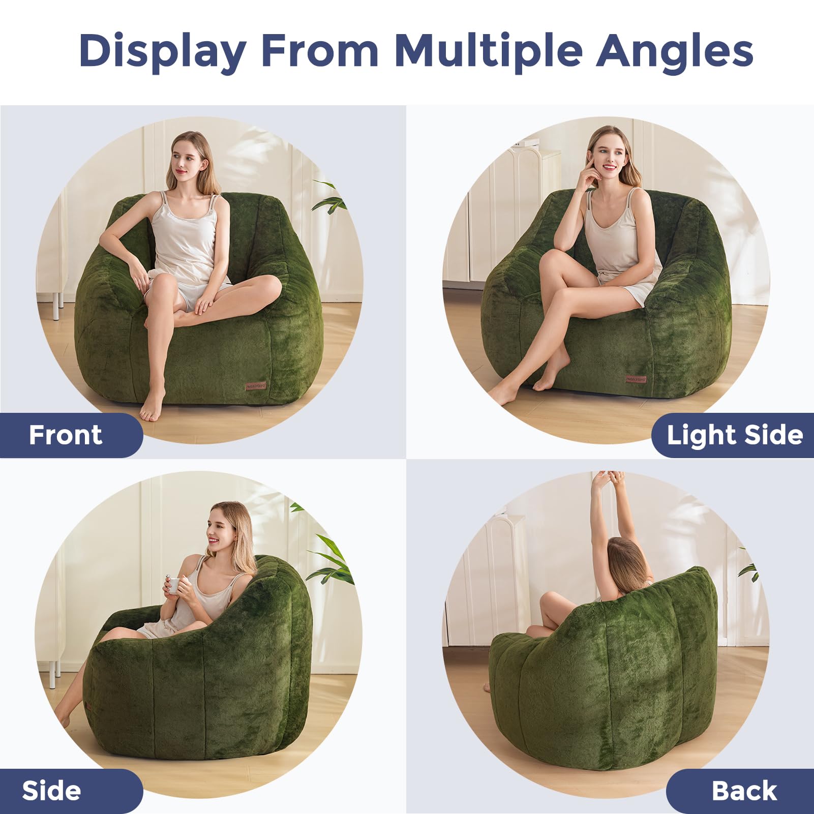 Faux Fur Bean Bag Chair with Back Support