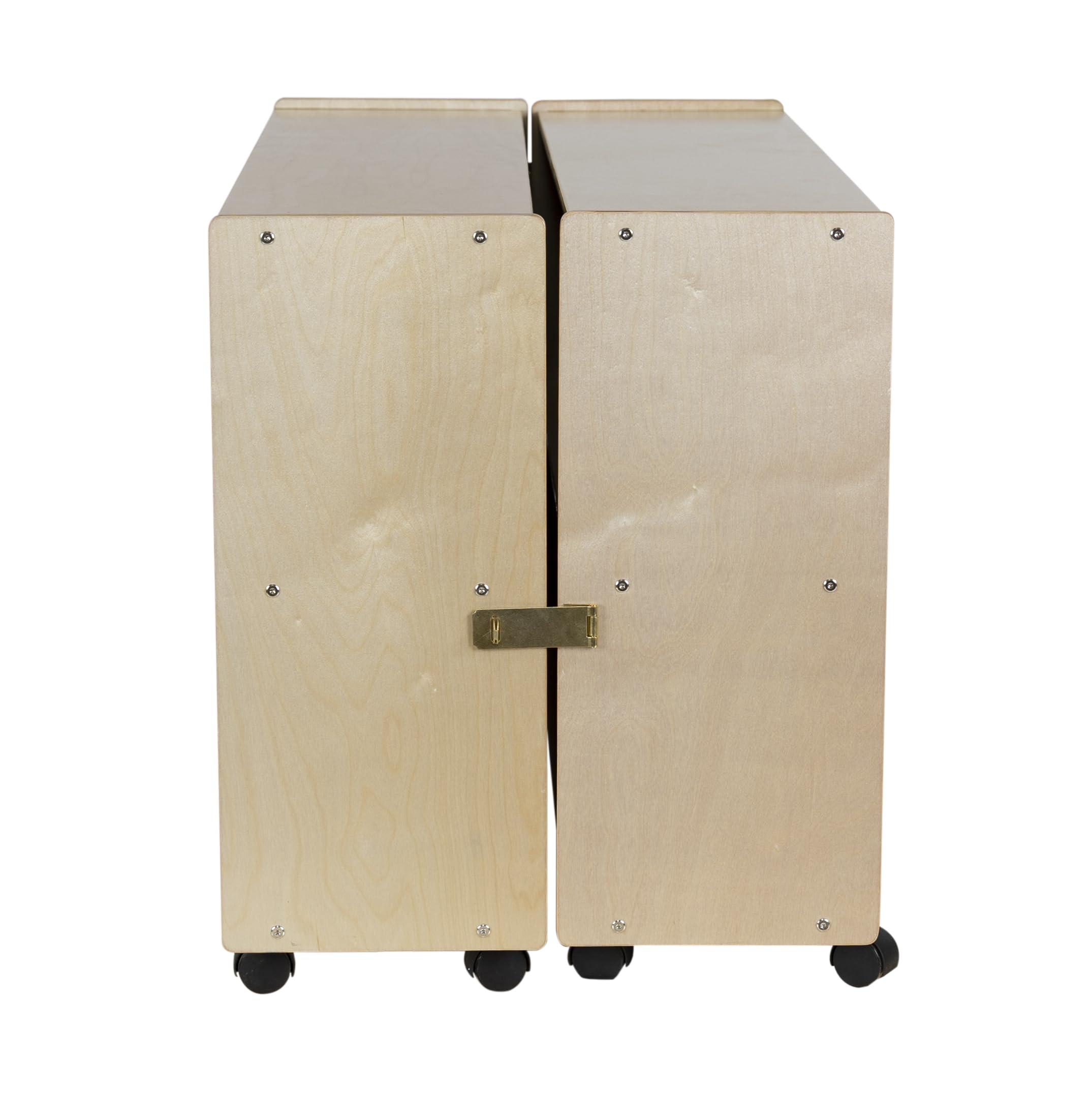 Folding Storage Cabinet with Casters 4 Compartment Birch Plywood