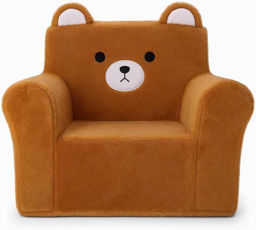 Cartoon Animal Toddler Foam Chair, Soft Faux Rabbit Fur