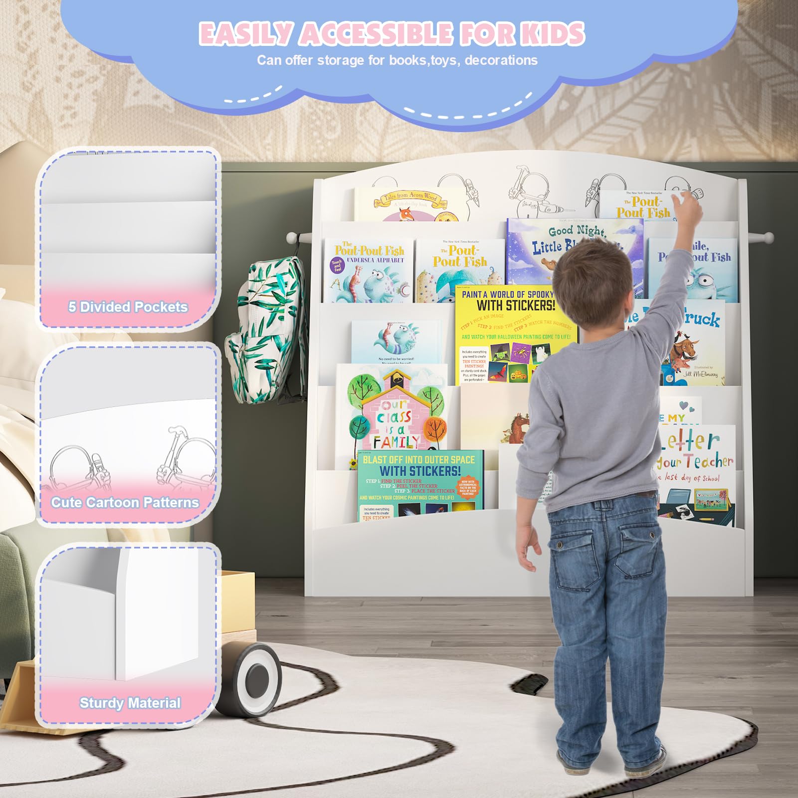 5-Tier Montessori Kids Bookshelf