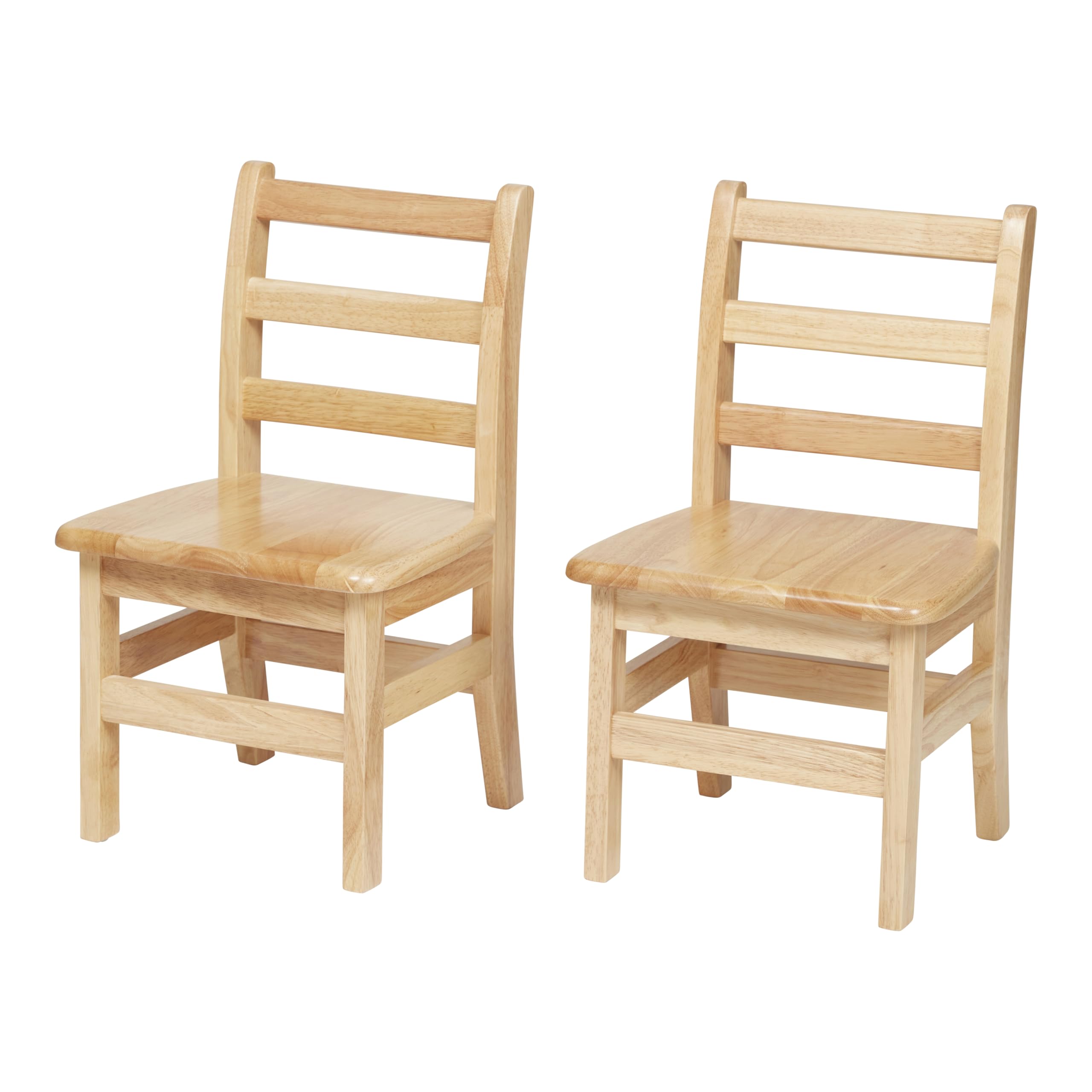Wooden Ladderback Chairs for Kids, 12 Inch Seat Height, Natural Finish, 2-Pack