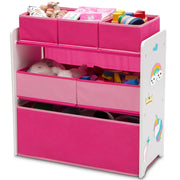 Design and Store 6 Bin Toy Organizer, White/Pink