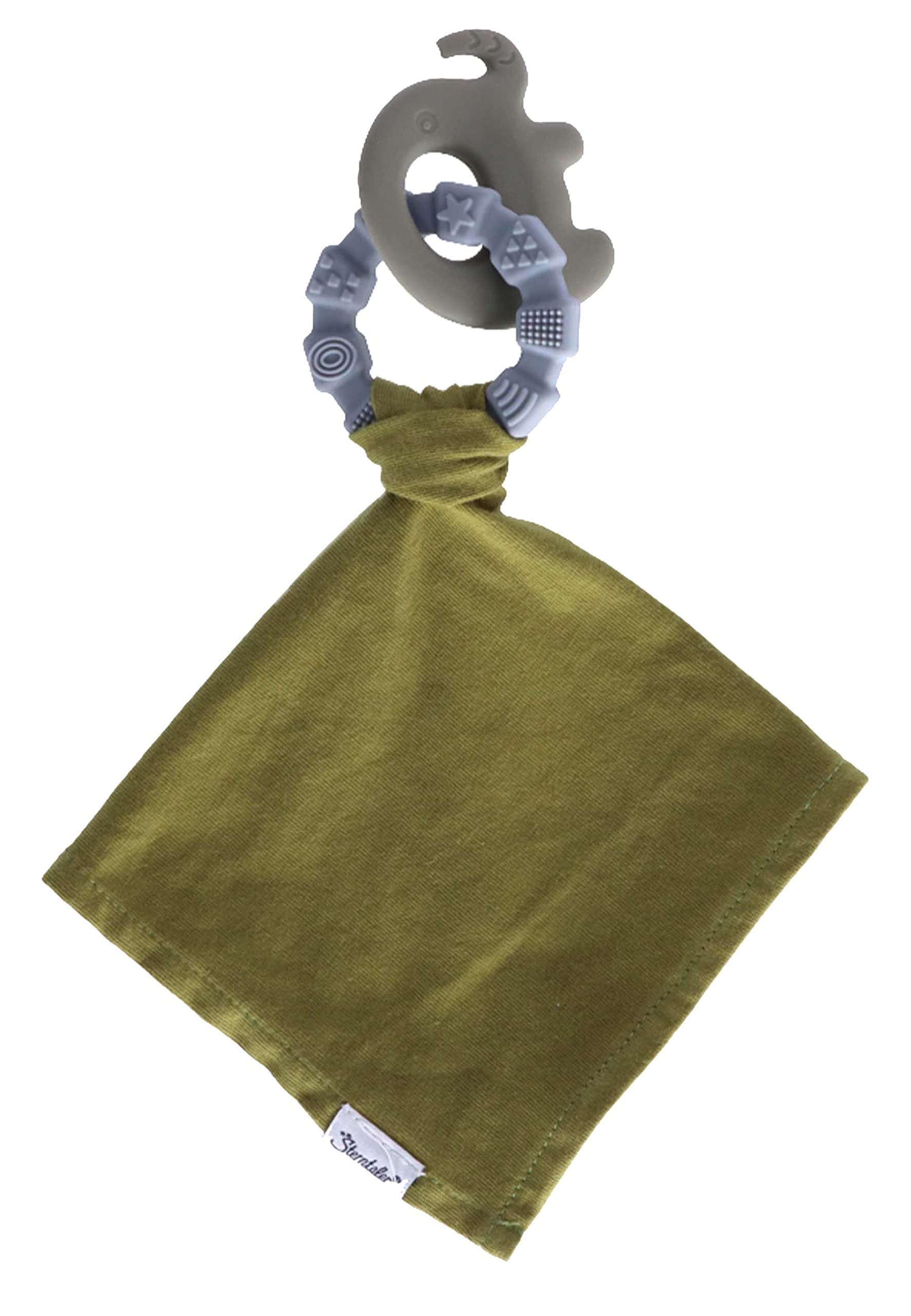 Unisex Baby Safety Blanket with Teether, Eddy Elephant, Green