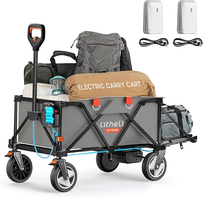 Electric Utility Wagon Cart, 200L Capacity, 300 lbs Load, Foldable Heavy-Duty Design