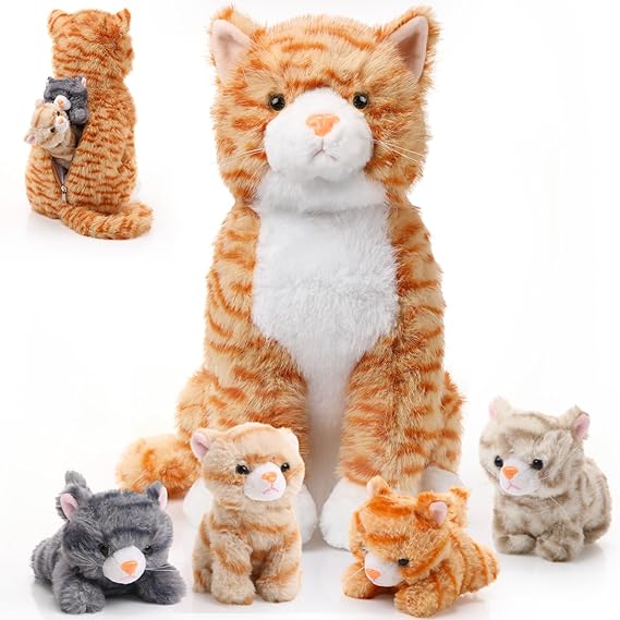 5 Pcs Cat Stuffed Animal 13. 78 Inch Large Plush Cat Mommy
