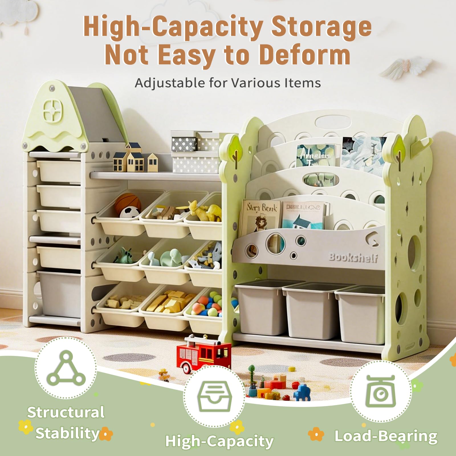 Castle-Shaped Toy Storage Organizer with 17 Bins